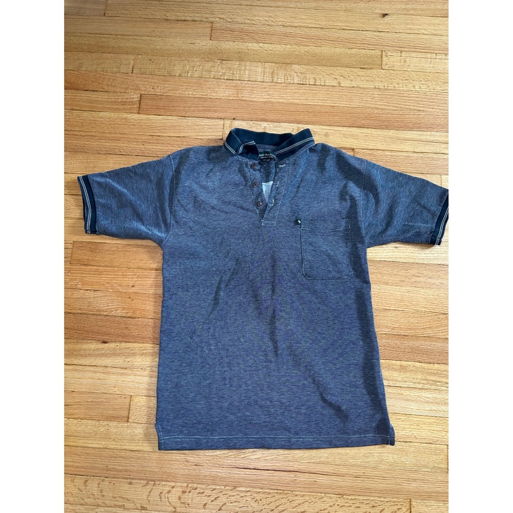 Bert Pulitzer Mens Navy Blue Micro Texture Polo Shirt Collector's Edition Medium